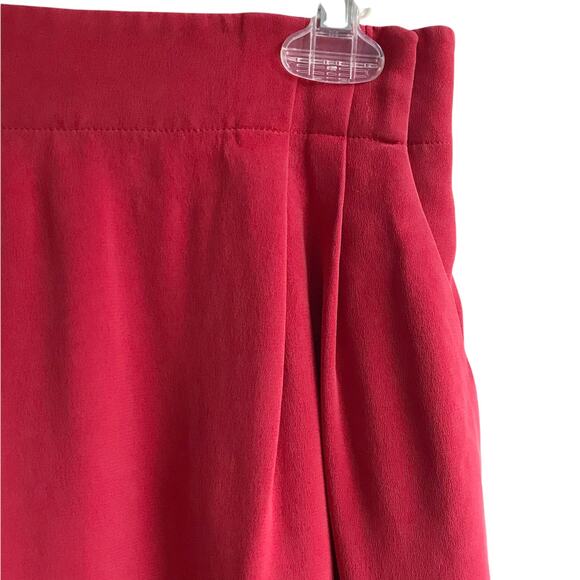 Vintage Dana Buchman 100% Silk Knee Length Skirt Ruched Career Business Red 8 - Picture 4 of 8